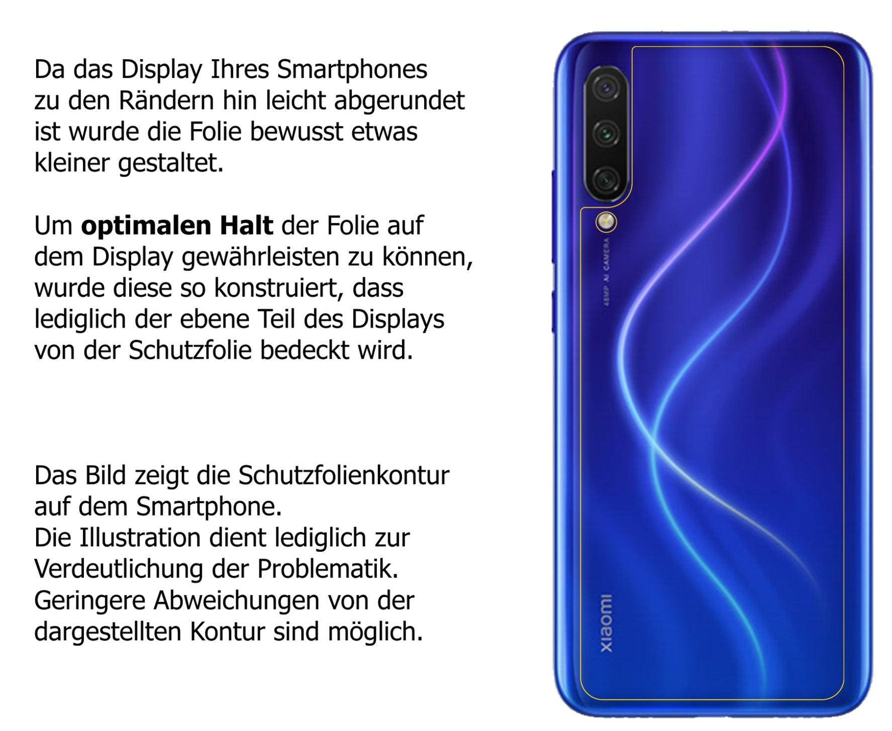 dipos Displayschutz für Xiaomi Mi A3 Rückseite, mattierte Oberfläche, robuste Festigkeit und perfekte Passform