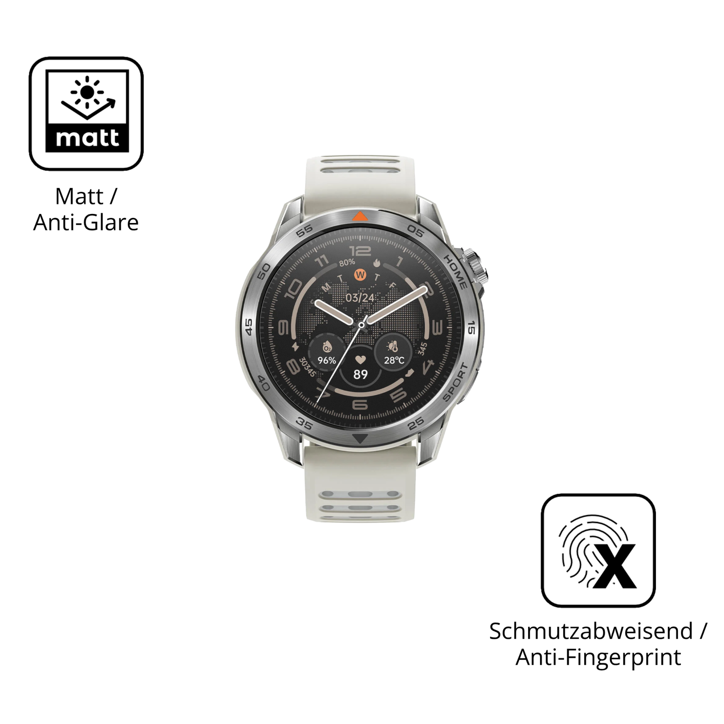 Dünne und entspiegelnde Folie passend zugeschnitten für Xiaomi Mibro GS Pro 2