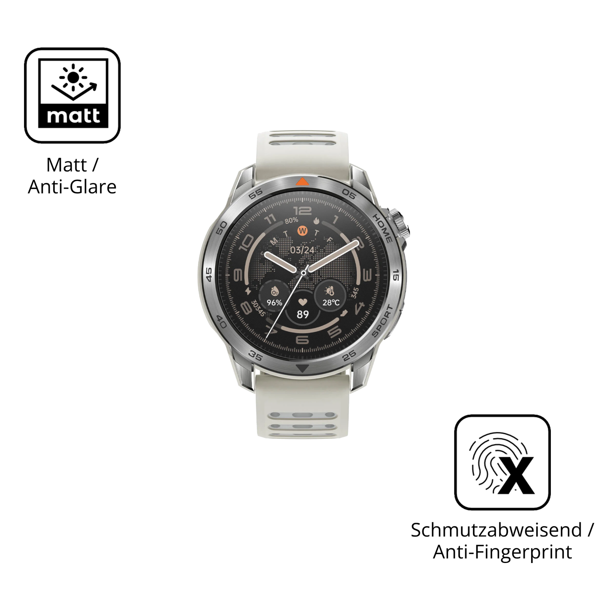 Dünne und entspiegelnde Folie passend zugeschnitten für Xiaomi Mibro GS Pro 2