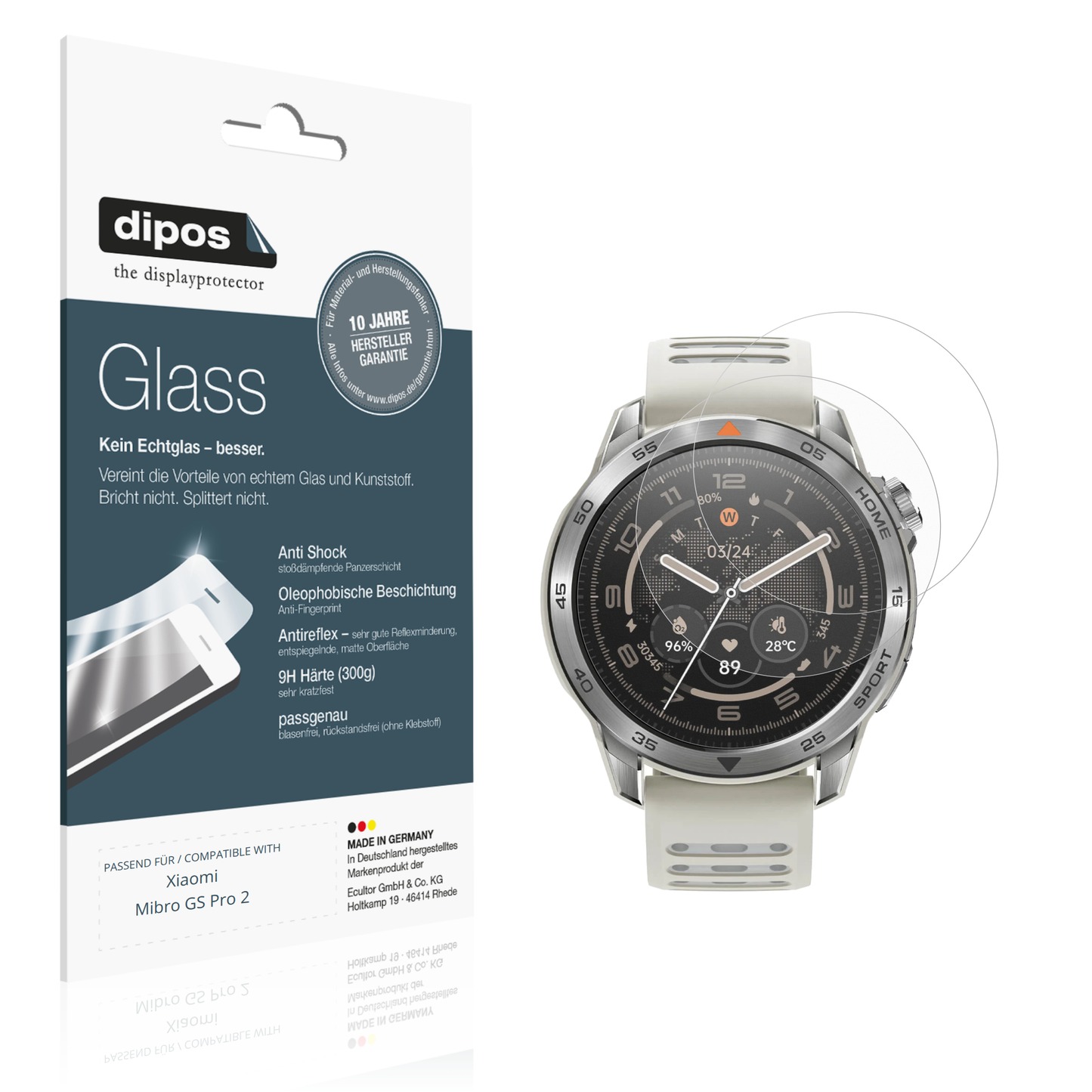 Matte Displayschutzfolie von dipos passend für Xiaomi Mibro GS Pro 2, 9H kratzfest und blasenfrei montiert