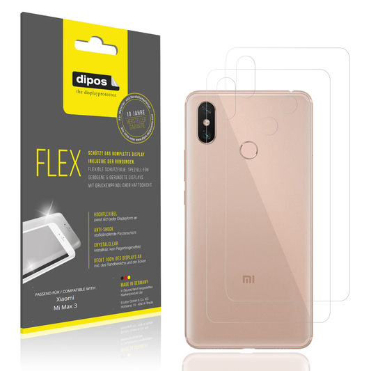 2x 3D Full Cover Schutzfolie für Xiaomi Mi Max 3 Rückseite