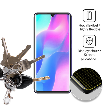 dipos Displayschutz für Xiaomi Mi Note 10 Lite, transparente Oberfläche, perfekte Passform auch für die Rundungen