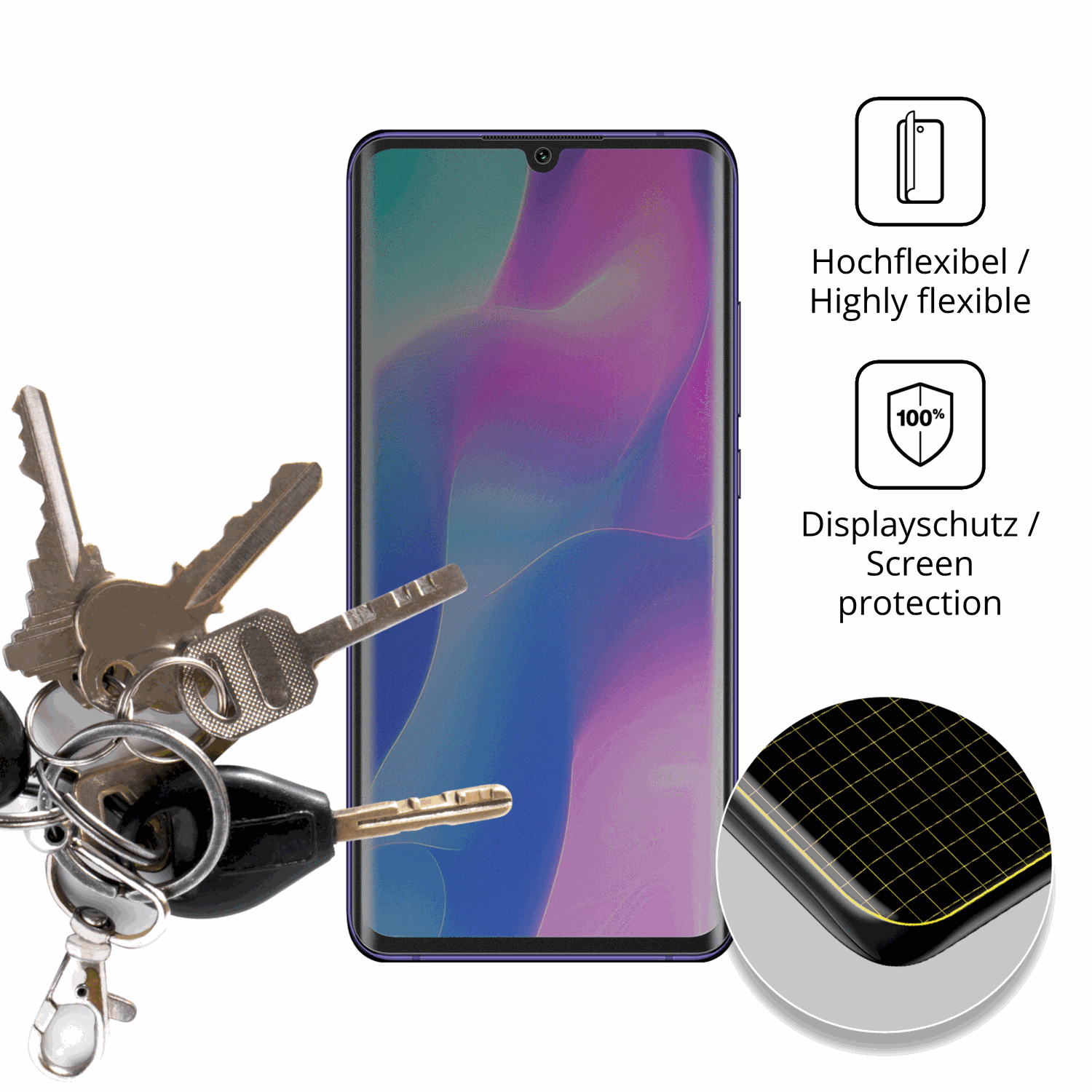 dipos Displayschutz für Xiaomi Mi Note 10 Lite, mit Blickschutzfilter und perfekter Passform auch für die Rundungen