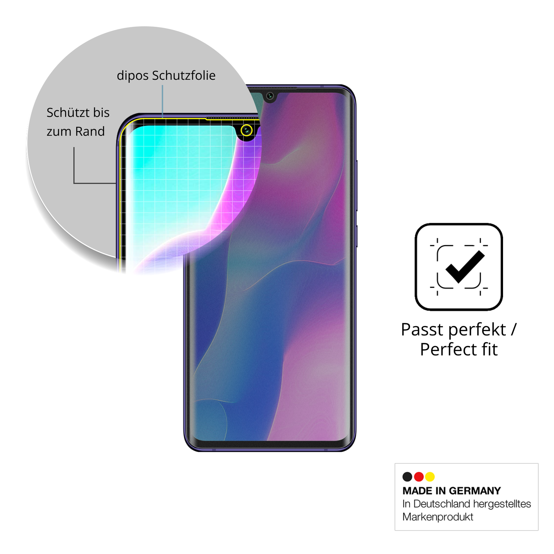 Schutz gegen Kratzer auf dem Xiaomi Mi Note 10 Lite Glas durch Schlüssel, Stöße gegen die Tischkante oder Stürze