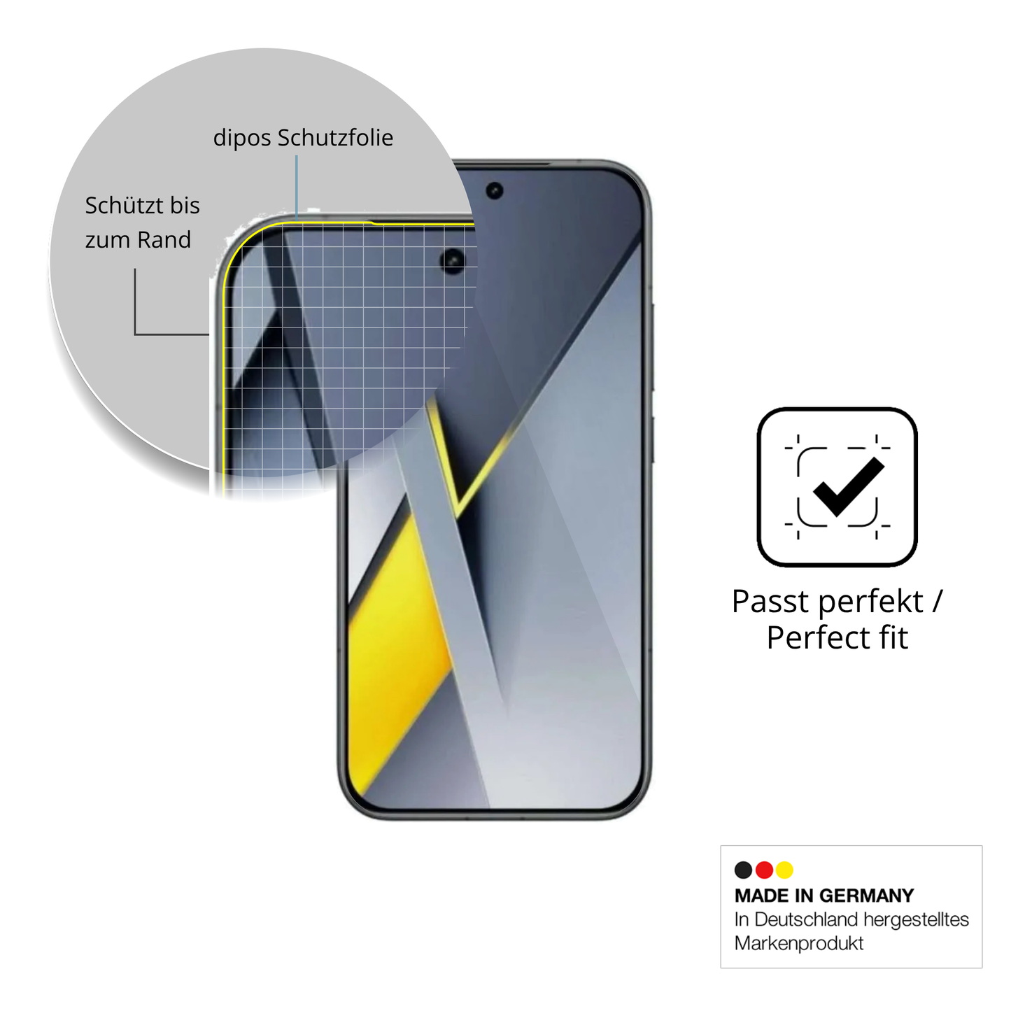 Schutzfolie mit optimaler Passform, zur Verwendung mit Hüllen geeignet
