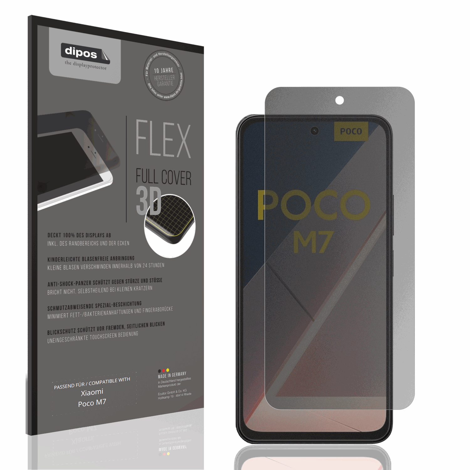 Blickschutzfolie von dipos passend für xiaomipoco m7, 100% Displayabdeckung und blasenfreie Montage