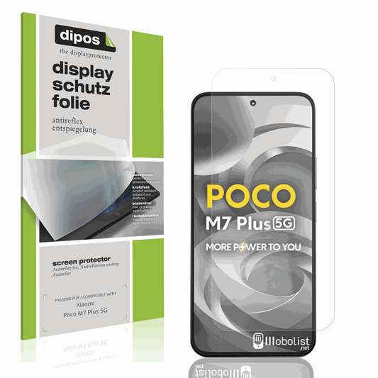 Matte Displayschutzfolie von dipos passend für Xiaomi Poco M7 Plus 5G, präziser Zuschnitt und blasenfrei montiert