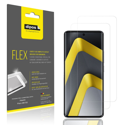 Klare Displayschutzfolie von dipos passend für Xiaomi Poco M8 5G, 100% Displayabdeckung und blasenfreie Montage