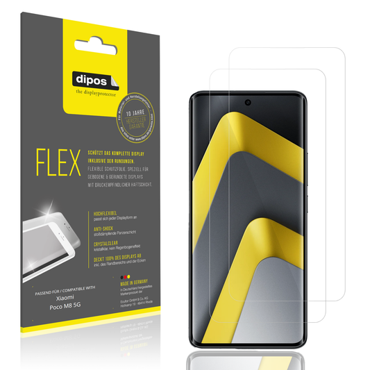 Klare Displayschutzfolie von dipos passend für Xiaomi Poco M8 5G, 100% Displayabdeckung und blasenfreie Montage
