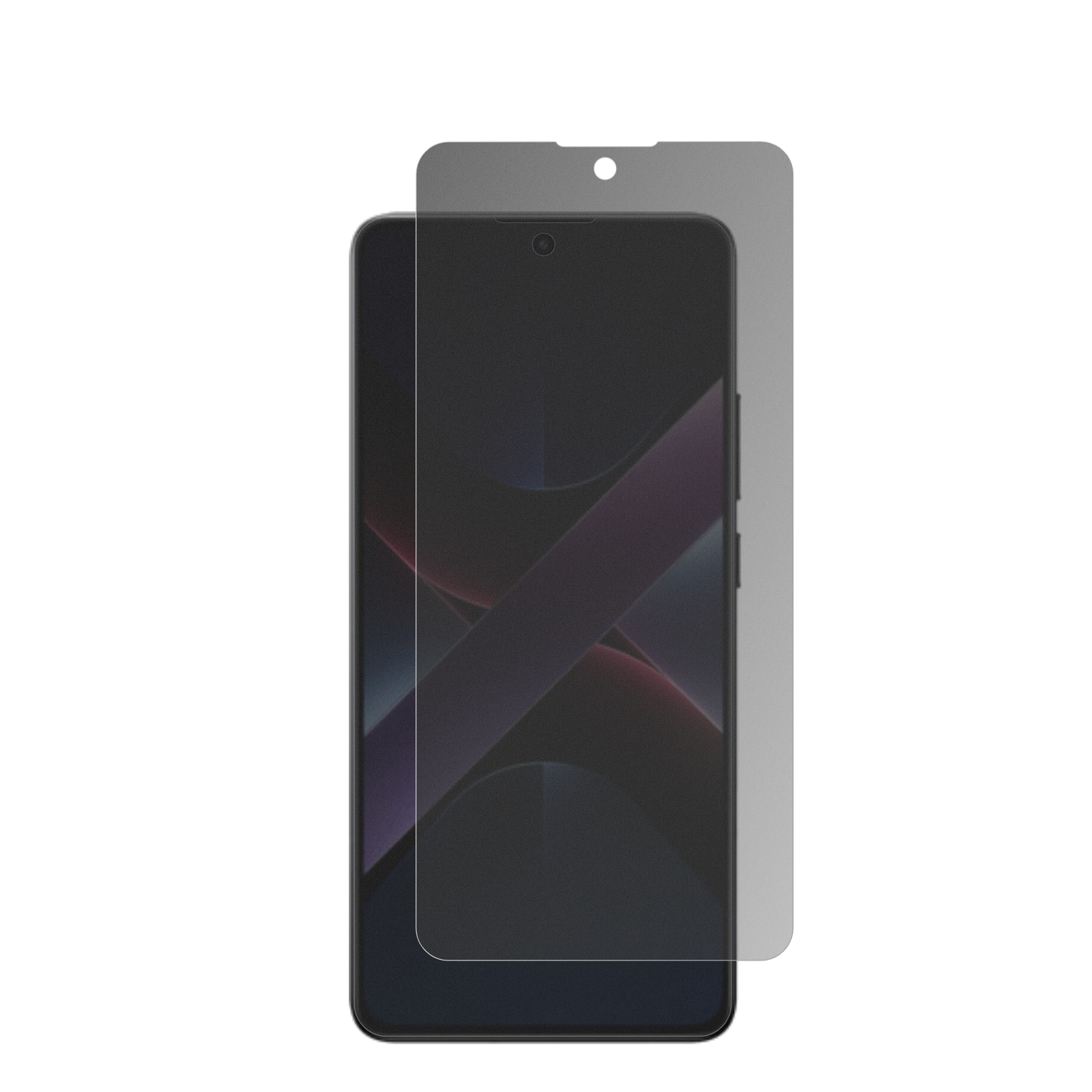 xiaomipoco x7 mit aufgebrachter dipos Flex Schutzfolie, die seitliche Einblicke blockiert