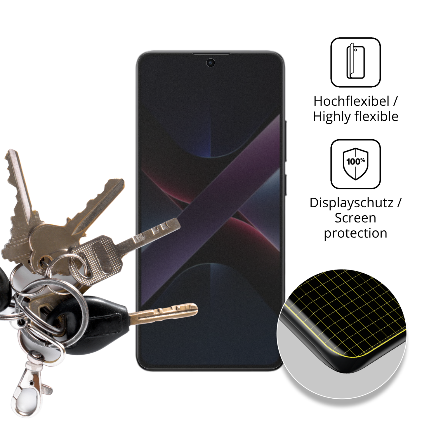 dipos Displayschutz für xiaomipoco x7, mit Blickschutzfilter und perfekter Passform auch für die Rundungen