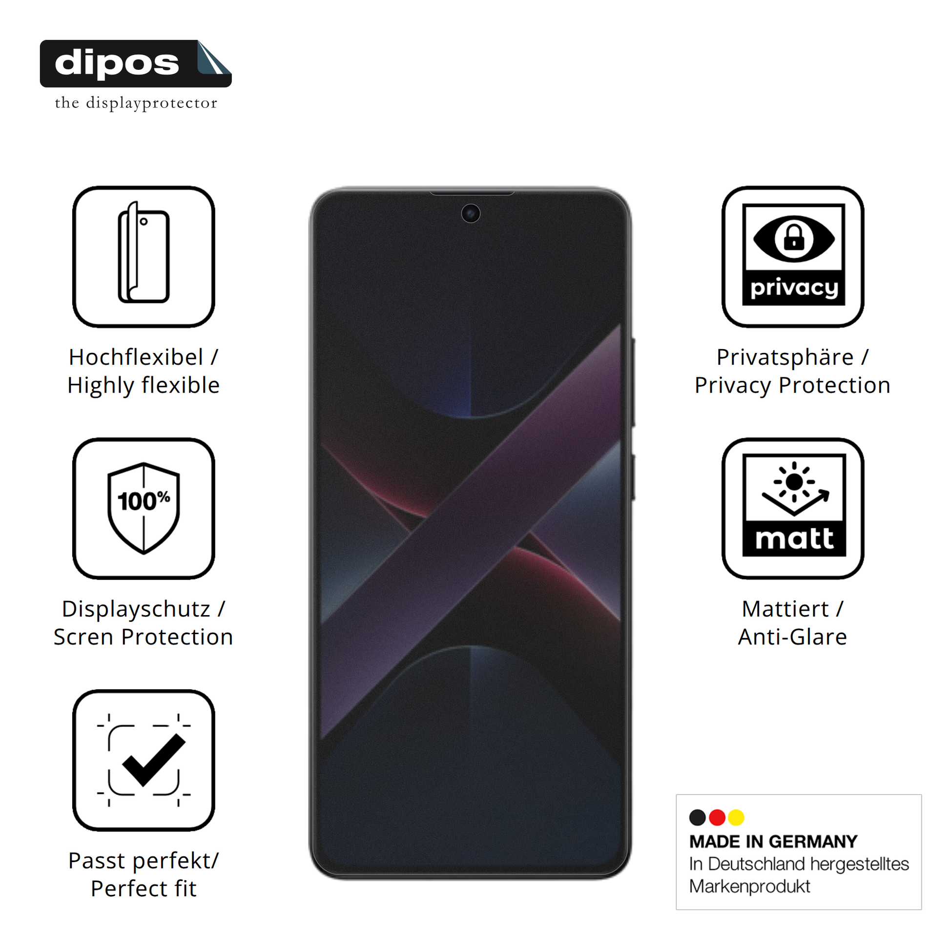 Flexible TPU-Folie passend zugeschnitten für xiaomipoco x7, mit Privatsphäre-Schutz durch Sichtschutz-Folie