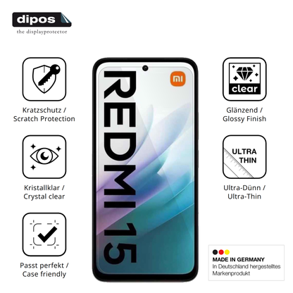 4x Schutzfolie klar für Xiaomi Redmi 15 4G Display-Schutzfolie