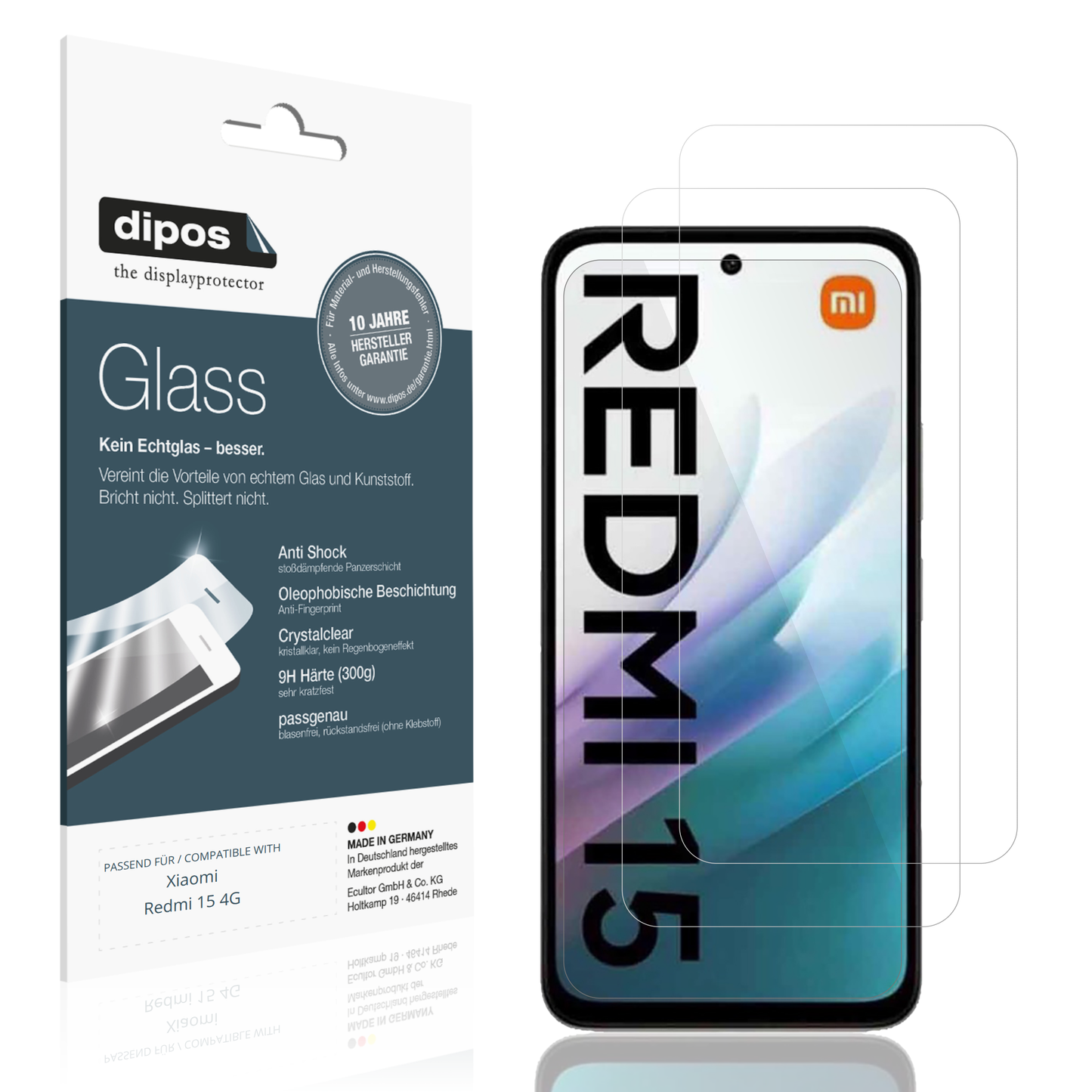 2x 9H Schutzfolie für Xiaomi Redmi 15 4G Panzerfolie