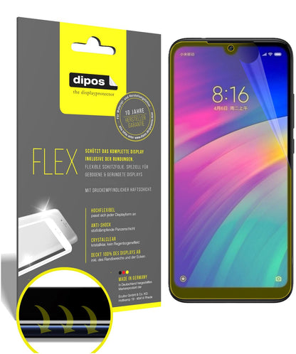 Klare Displayschutzfolie von dipos passend für Xiaomi Redmi 7, 100% Displayabdeckung und blasenfreie Montage