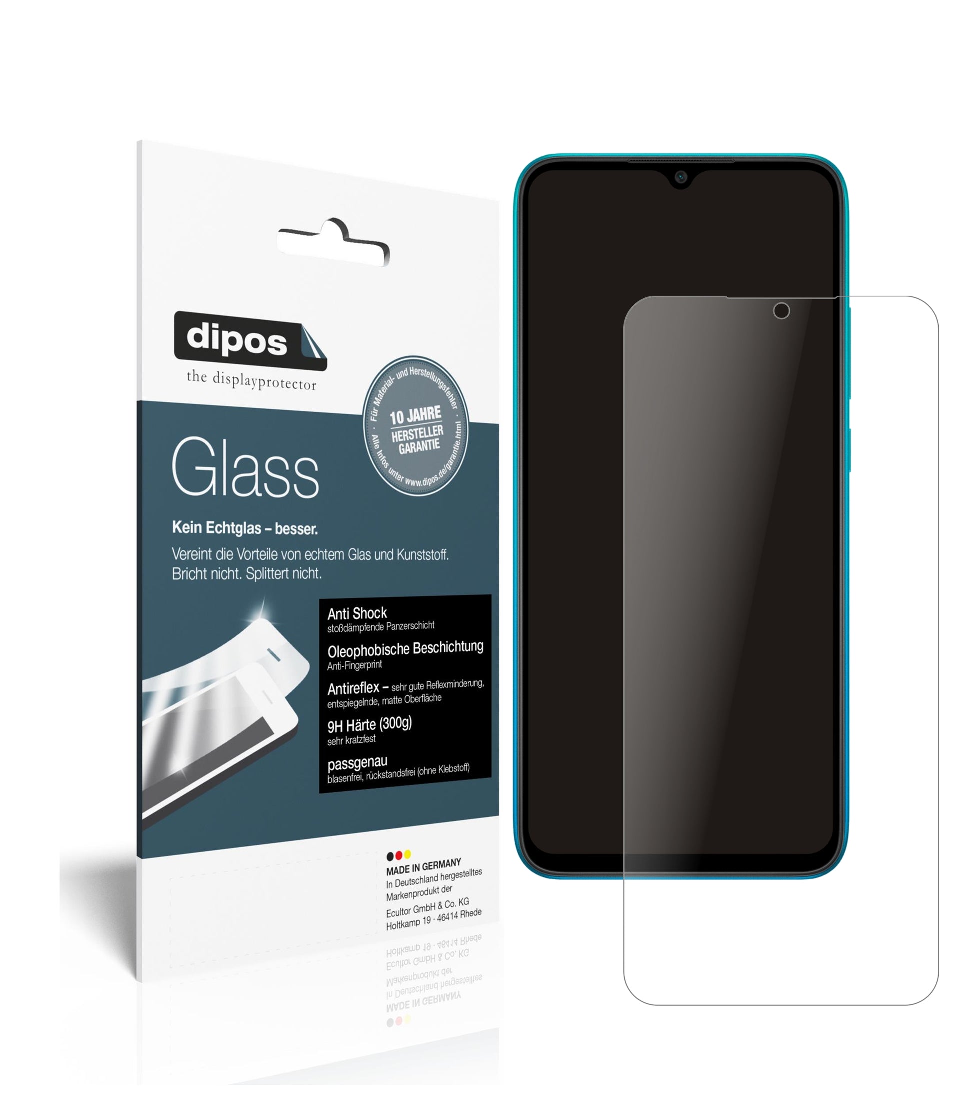 Matte Displayschutzfolie von dipos passend für Xiaomi Redmi 9A Sport, 9H kratzfest und blasenfrei montiert
