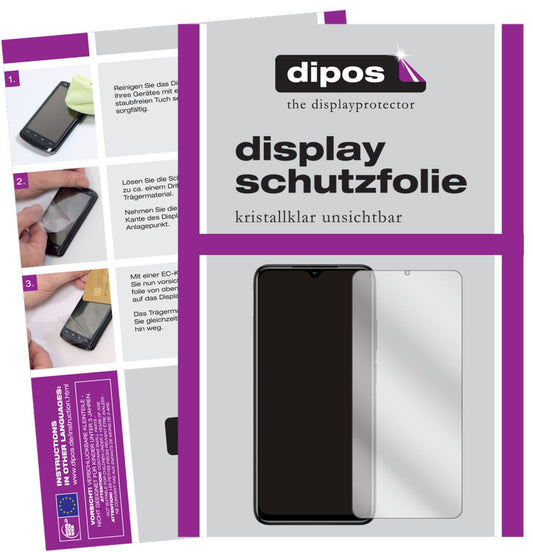 Klare Displayschutzfolie von dipos passend für Xiaomi Redmi 9T, präziser Zuschnitt und blasenfrei montiert