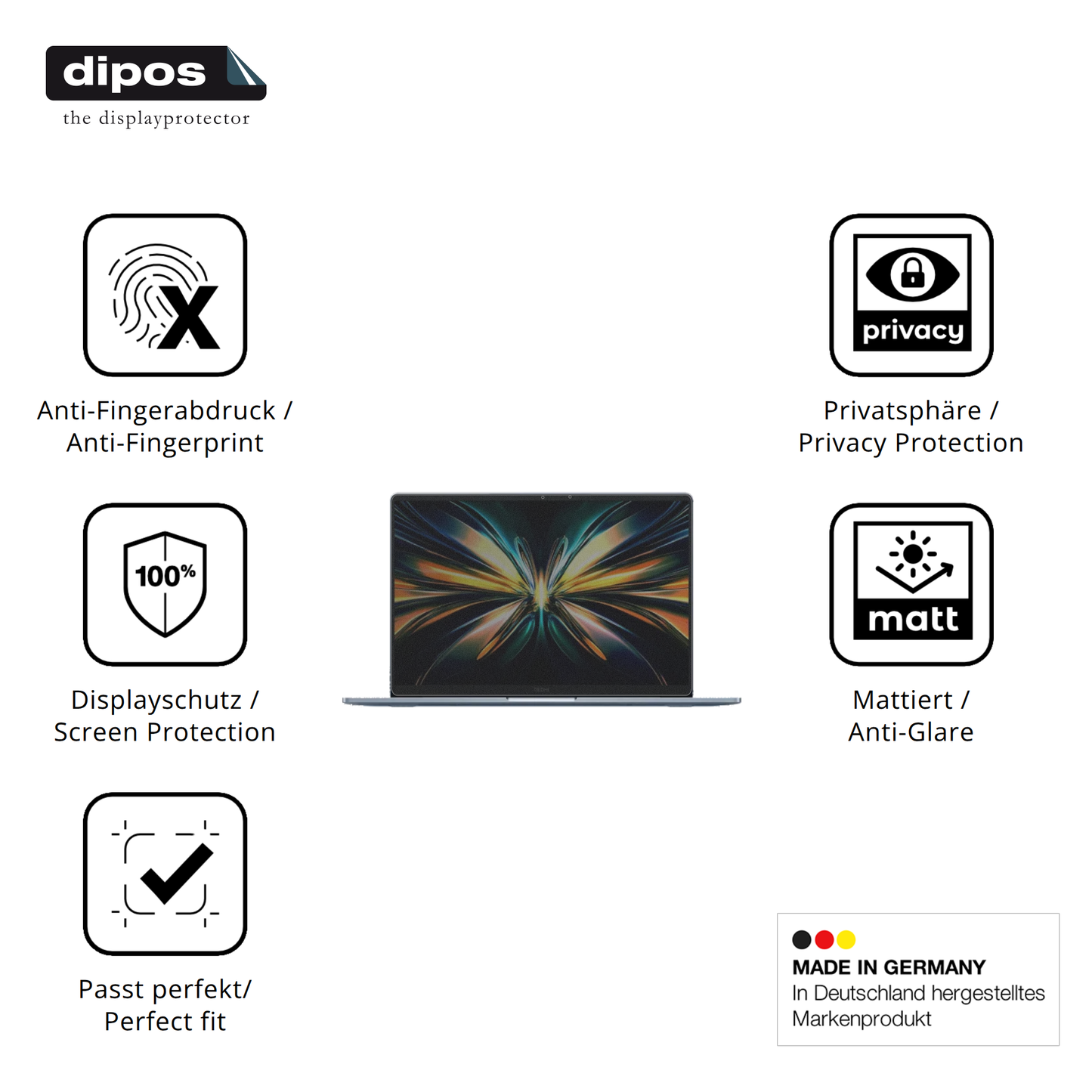 Privatsphäre-Schutz durch Sichtschutz-Folie passend zugeschnitten für Xiaomi RedmiBook Pro 14 2025