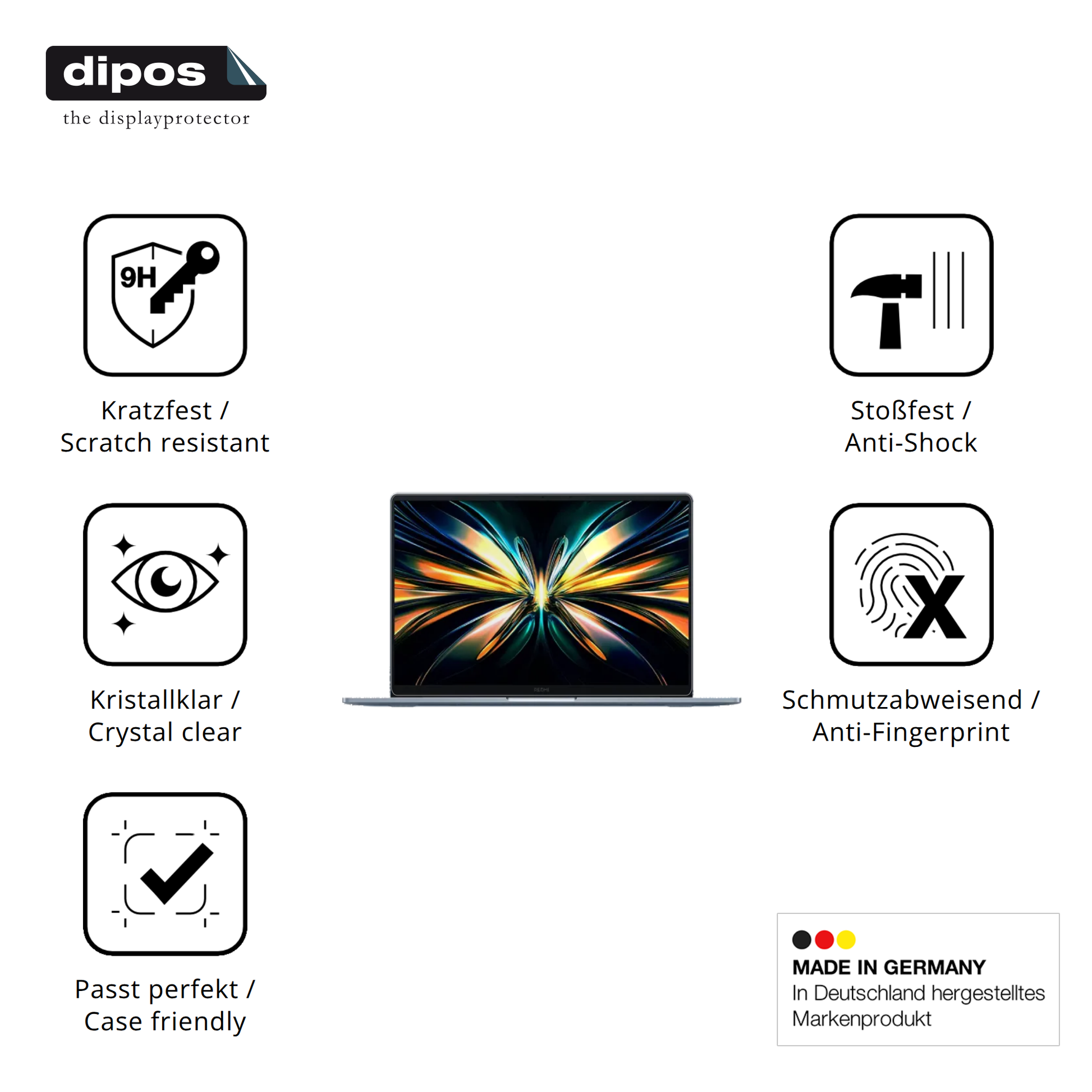Displayschutz hergestellt in Deutschland, höchste Qualität made in Germany
