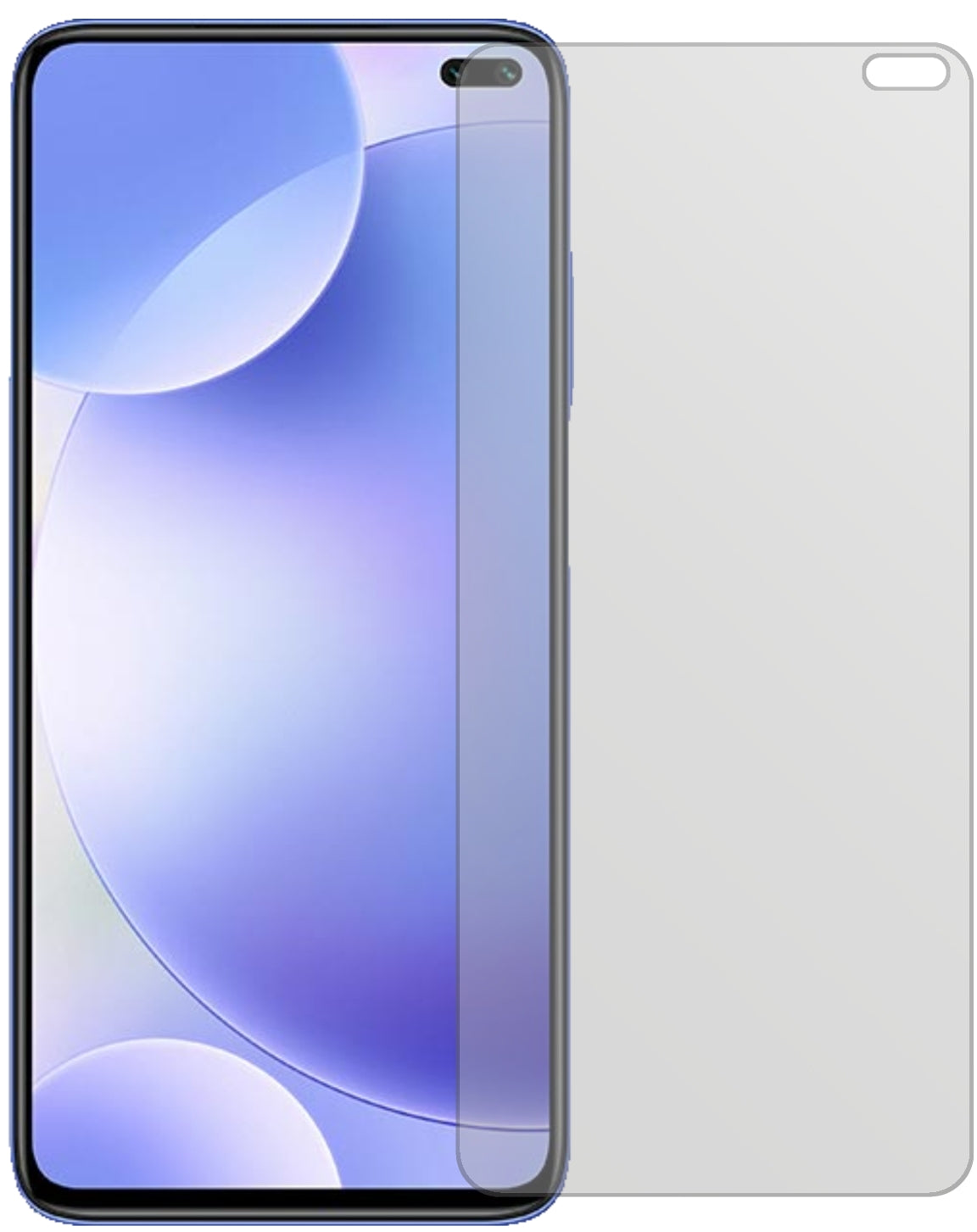 XiaomiRedmi K30 5G Racing mit aufgebrachter dipos Displayschutzfolie, die lästige Fingerabdrücke minimiert