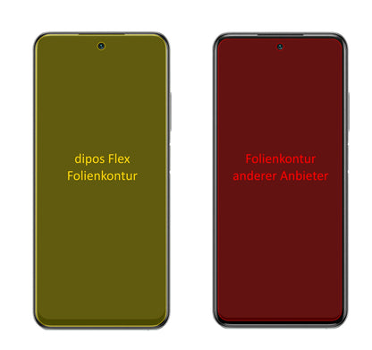 XiaomiRedmi Note 10T mit aufgebrachter dipos Displayschutzfolie, glasklare Darstellung ohne Einschränkungen