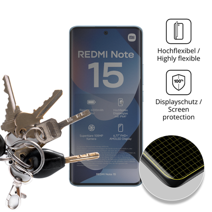dipos Displayschutz für Xiaomi Redmi Note 15, mit Blickschutzfilter und perfekter Passform auch für die Rundungen