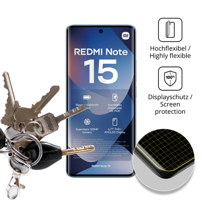 dipos Displayschutz für Xiaomi Redmi note 15 4g, transparente Oberfläche, geringe Dicke und perfekte Passform