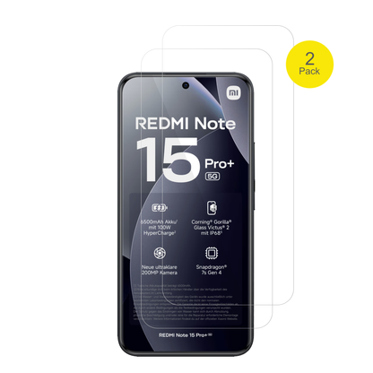 XiaomiRedmi Note 15 Pro Plus mit aufgebrachter dipos Displayschutzfolie, glasklare Darstellung ohne Einschränkungen