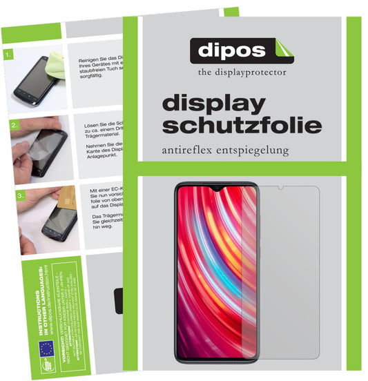 Matte Displayschutzfolie von dipos passend für Xiaomi Redmi Note 8 Pro, präziser Zuschnitt und blasenfrei montiert