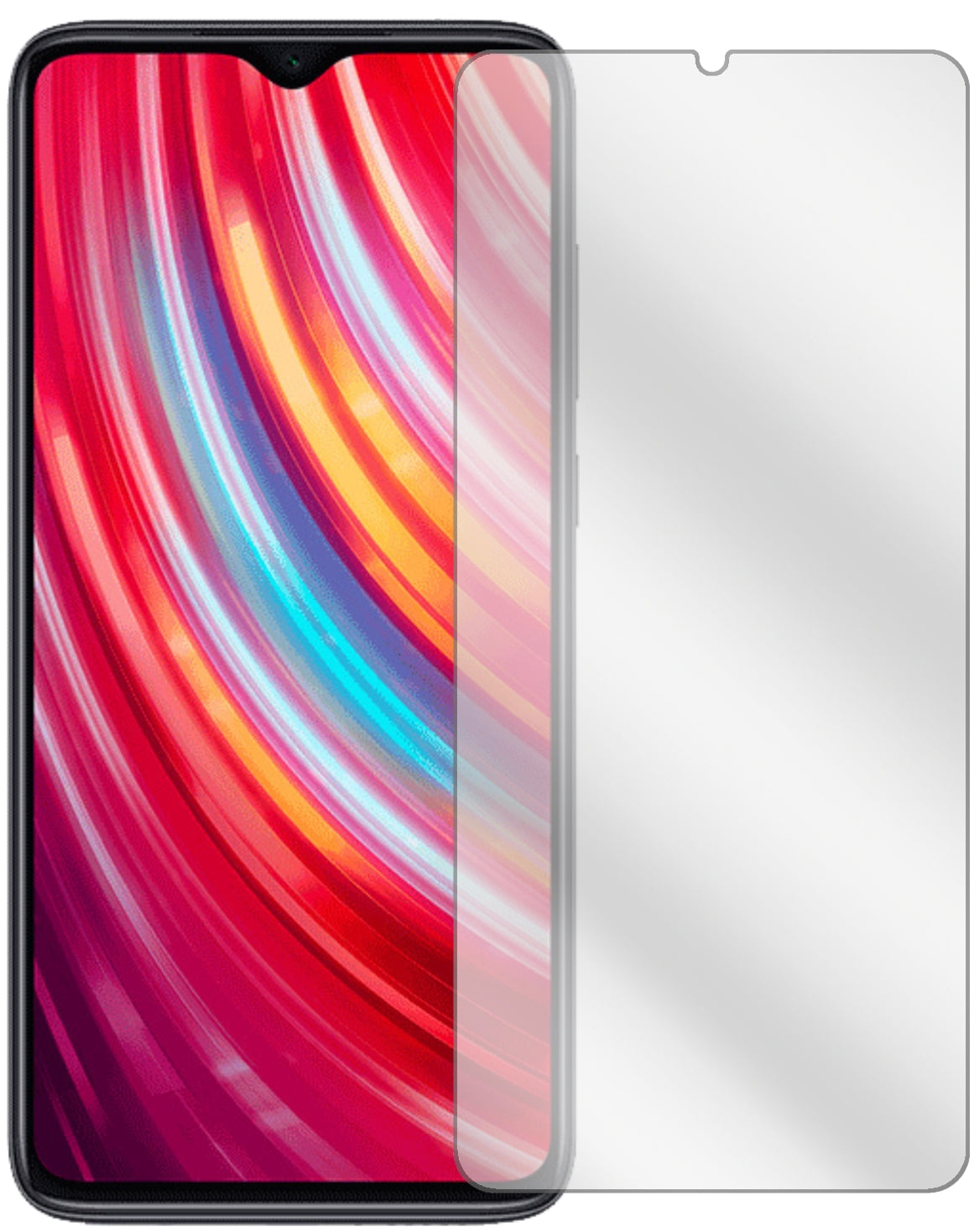 XiaomiRedmi Note 8 Pro mit aufgebrachter dipos Displayschutzfolie, glasklare Darstellung ohne Einschränkungen