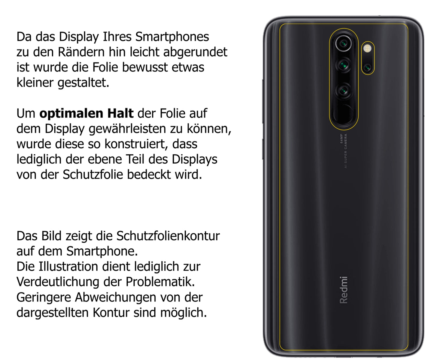 2x Schutzfolie klar für Xiaomi Redmi Note 8 Pro Rückseite Display-Schutzfolie