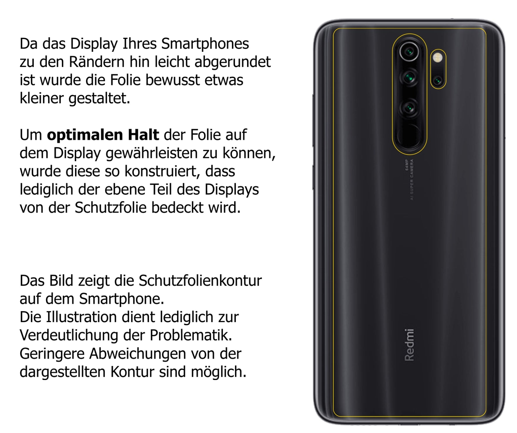 dipos Displayschutz für Xiaomi Redmi Note 8 Rückseite, mattierte Oberfläche, robuste Festigkeit und perfekte Passform