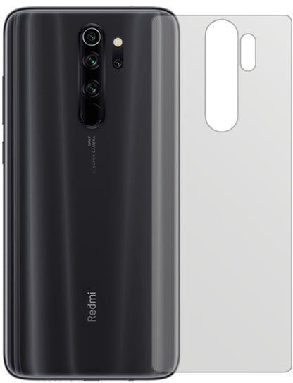 XiaomiRedmi Note 8 Pro Rückseite mit aufgebrachter dipos Displayschutzfolie, die lästige Fingerabdrücke minimiert