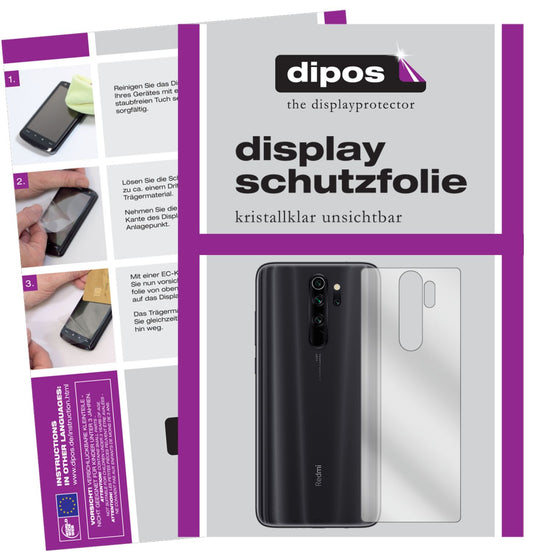 2x Schutzfolie klar für Xiaomi Redmi Note 8 Pro Rückseite Display-Schutzfolie