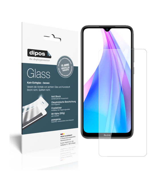 Klare Displayschutzfolie von dipos passend für Xiaomi Redmi Note 8T, 9H kratzfest und blasenfrei montiert