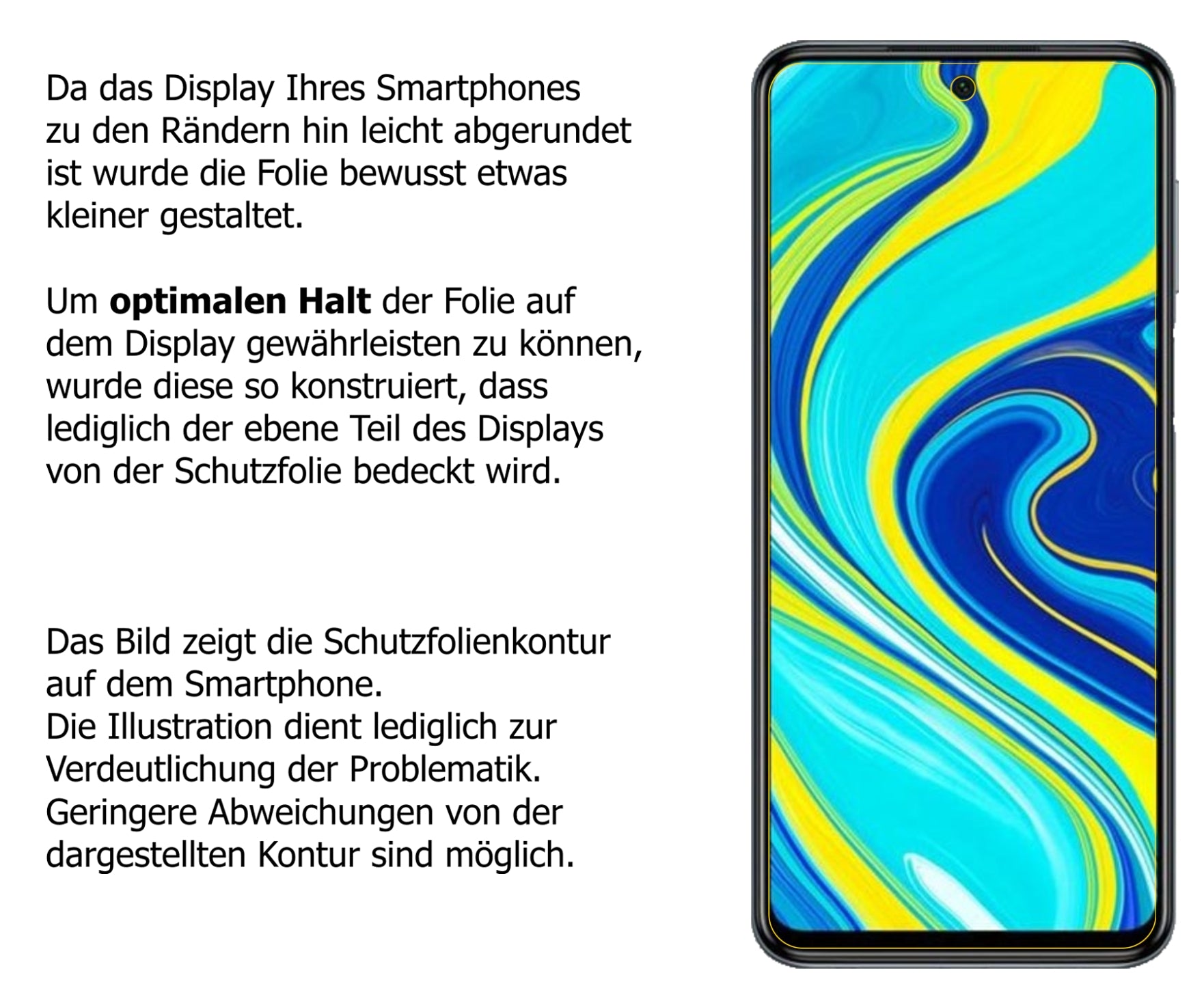 Schutzfolie mit optimaler Passform, zur Verwendung mit Hüllen geeignet