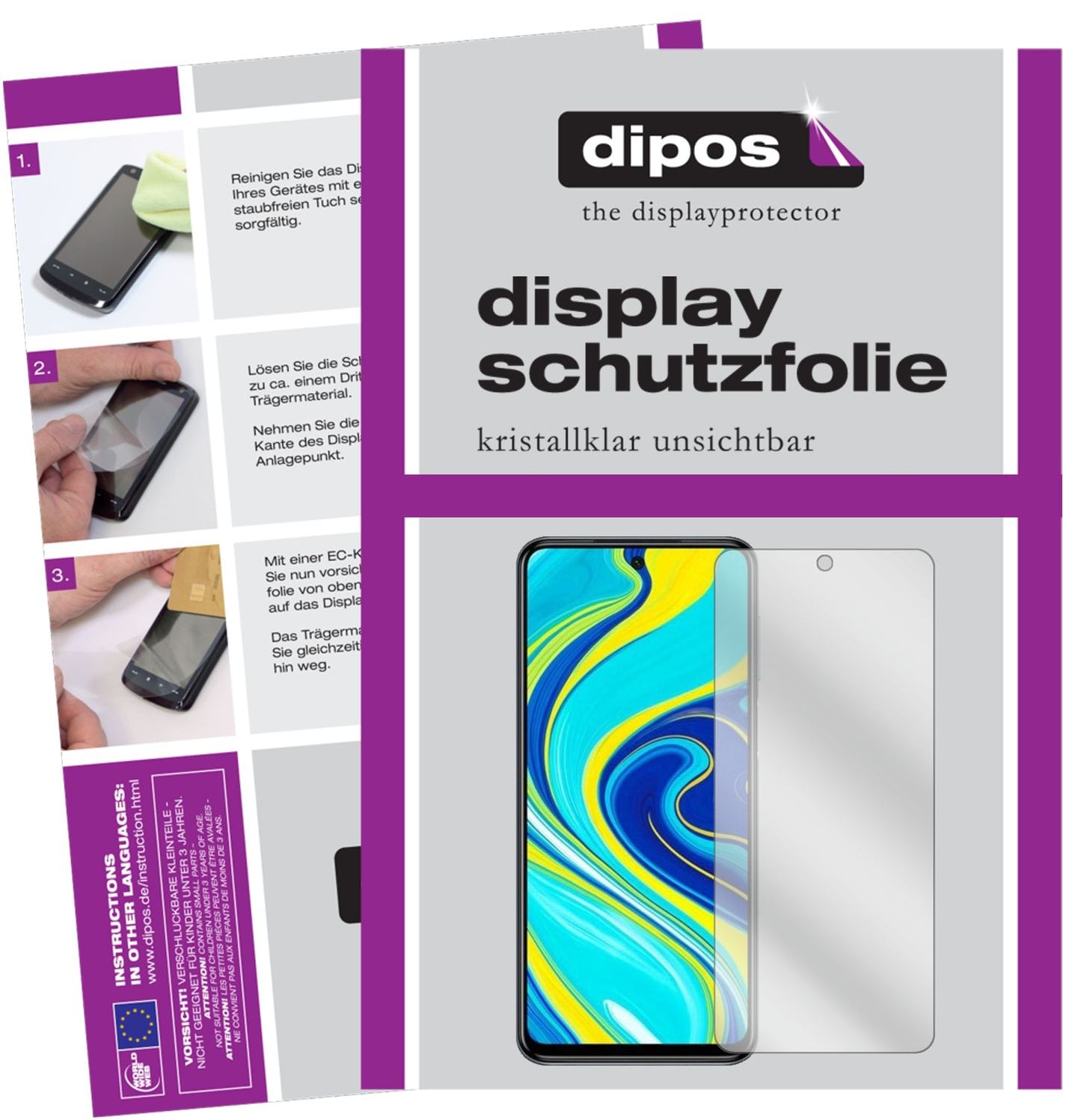 6x Schutzfolie klar für Xiaomi Redmi Note 9S Display-Schutzfolie