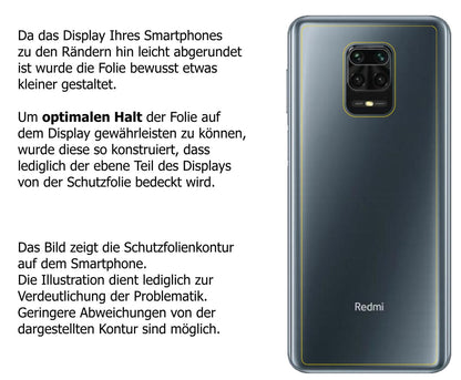 2x Schutzfolie klar für Xiaomi Redmi Note 9 Pro Rückseite Display-Schutzfolie