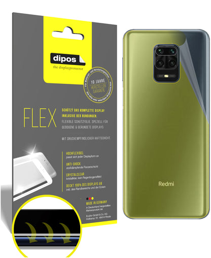 Klare Displayschutzfolie von dipos passend für Xiaomi Redmi Note 9S Rückseite, 100% Displayabdeckung und blasenfreie Montage