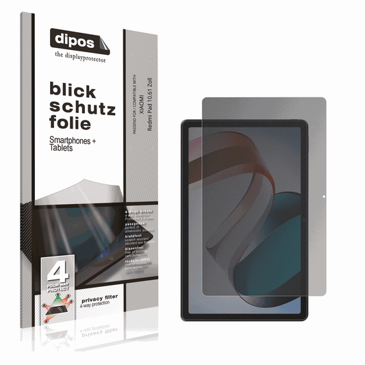Blickschutzfolie von dipos passend für XIAOMI Redmi Pad 10.61 Zoll, präziser Zuschnitt und blasenfrei montiert