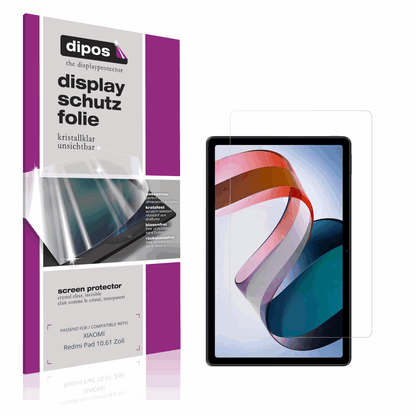 Klare Displayschutzfolie von dipos passend für XIAOMI Redmi Pad 10.61 Zoll, präziser Zuschnitt und blasenfrei montiert