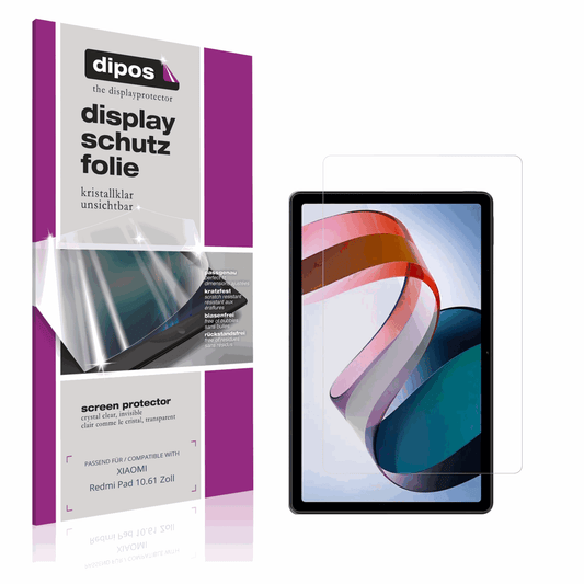 Klare Displayschutzfolie von dipos passend für XIAOMI Redmi Pad 10.61 Zoll, präziser Zuschnitt und blasenfrei montiert