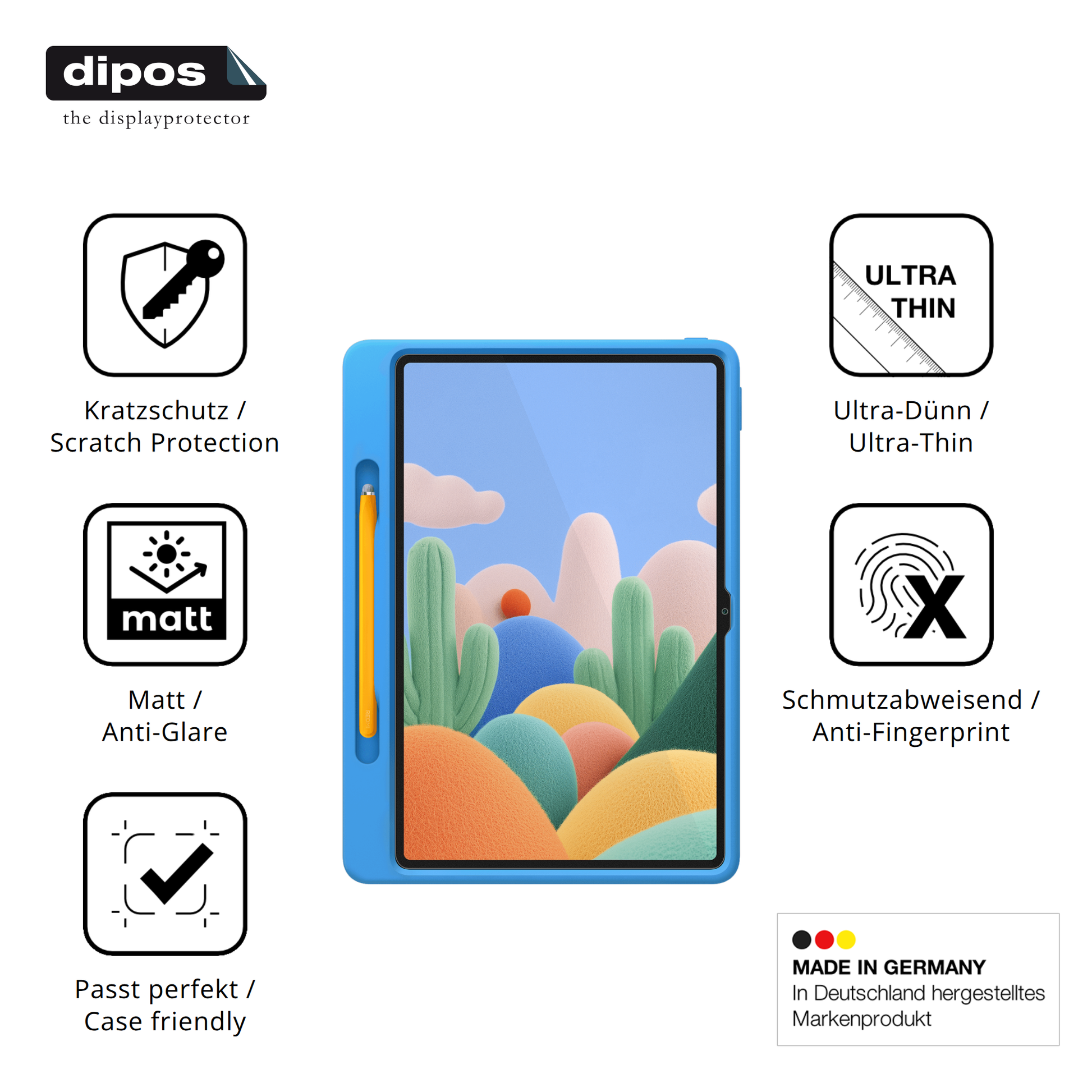 Displayschutz hergestellt in Deutschland, höchste Qualität made in Germany