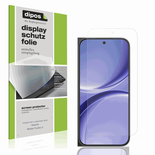 Matte Displayschutzfolie von dipos passend für Xiaomi Redmi Turbo 5, präziser Zuschnitt und blasenfrei montiert