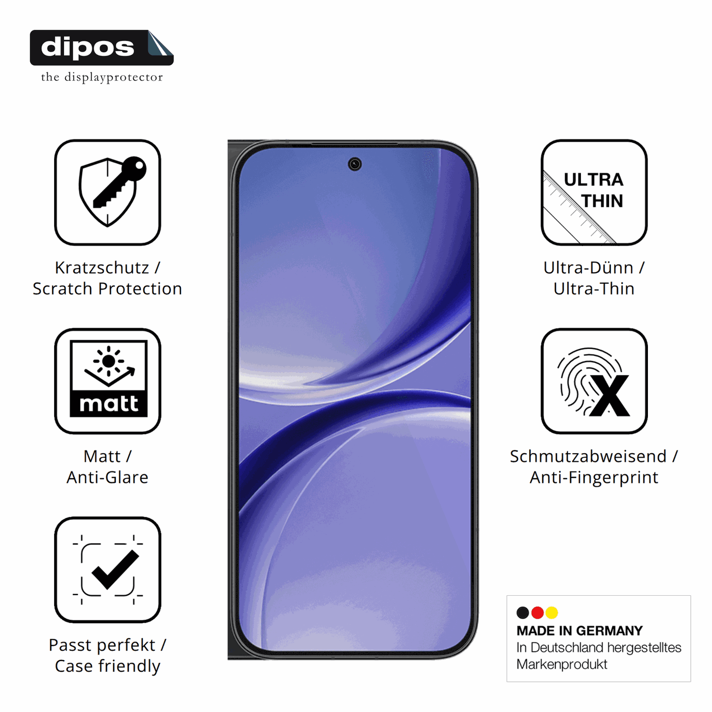 Displayschutz hergestellt in Deutschland, höchste Qualität made in Germany