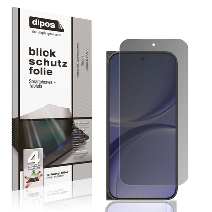 Blickschutzfolie von dipos passend für Xiaomi Redmi Turbo 5, präziser Zuschnitt und blasenfrei montiert