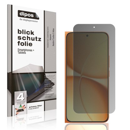 Blickschutzfolie von dipos passend für Xiaomi Redmi Turbo 5 Max, präziser Zuschnitt und blasenfrei montiert