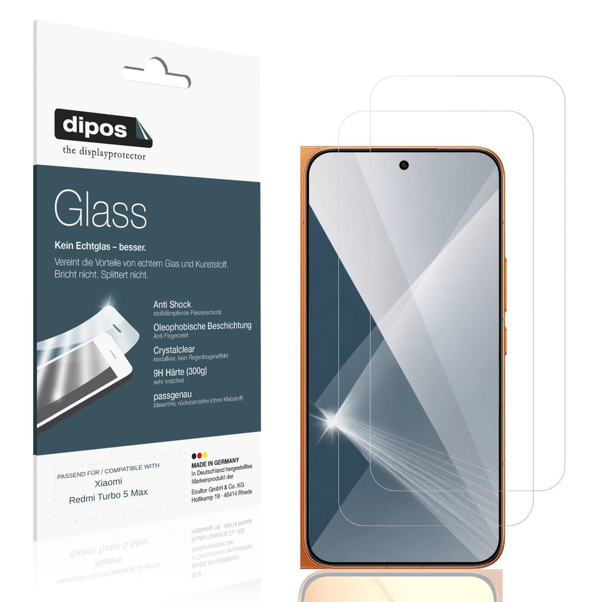 Klare Displayschutzfolie von dipos passend für Xiaomi Redmi Turbo 5 Max, 9H kratzfest und blasenfrei montiert