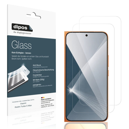 Klare Displayschutzfolie von dipos passend für Xiaomi Redmi Turbo 5 Max, 9H kratzfest und blasenfrei montiert