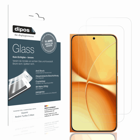 Klare Displayschutzfolie von dipos passend für Xiaomi Redmi Turbo 5 Max, 9H kratzfest und blasenfrei montiert